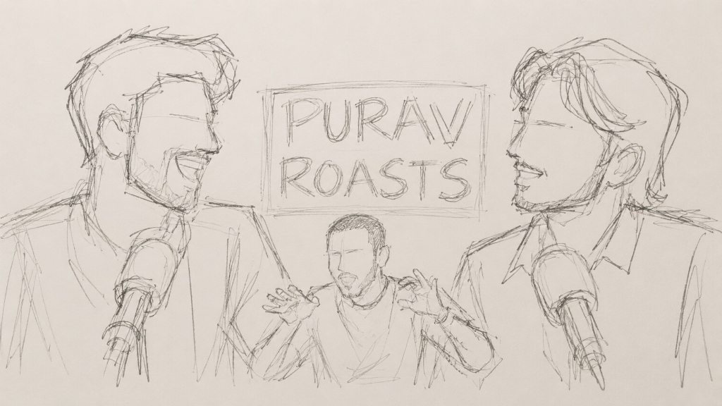 YouTube Thumbnail Hand Drawn Sketch Concept - Purav Roasts Layout